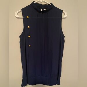 New York & Co navy tank with gold button detail